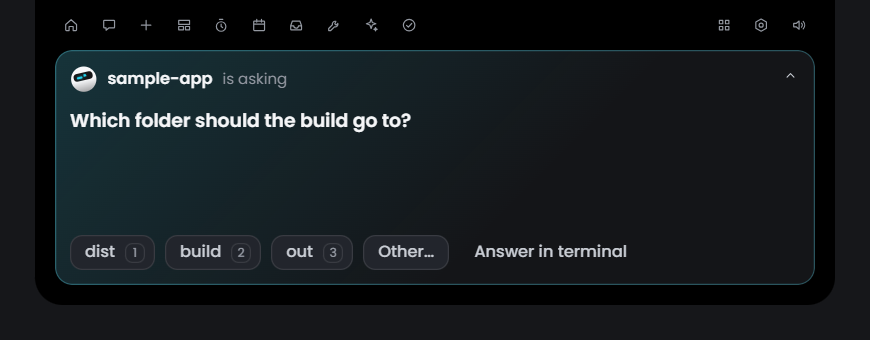 A question from an agent on the island, with its answers as buttons